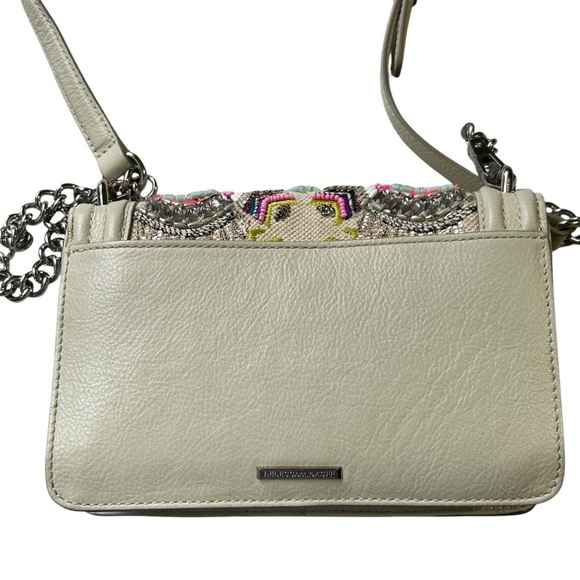 Rebecca Minkoff Beaded Cream Crossbody Bag with Chain Strap - Picture 3 of 12